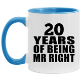 20th Anniversary 20 Years Of Being Mr Right - 11oz Accent Mug Blue