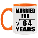 8th Anniversary Married For Square Root of 64 Years - 11oz Accent Mug Orange