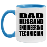Dad Husband Engineering Technician - 11oz Accent Mug Blue