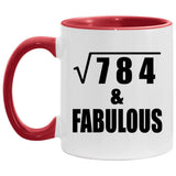28th Birthday Square Root of 784 & Fabulous - 11oz Accent Mug Red