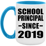 School Principal Since 2019 - 15oz Accent Mug Blue