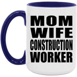 Mom Wife Construction Worker - 15oz Accent Mug Purple