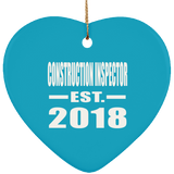 Construction Inspector Established EST. 2018 - Heart Ornament