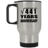 21st Anniversary Square Root of 441 Years Anniversary - Silver Travel Mug