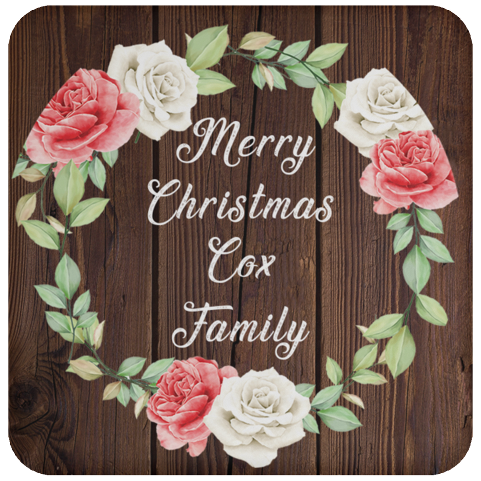 Merry Christmas Cox Family - Drink Coaster A