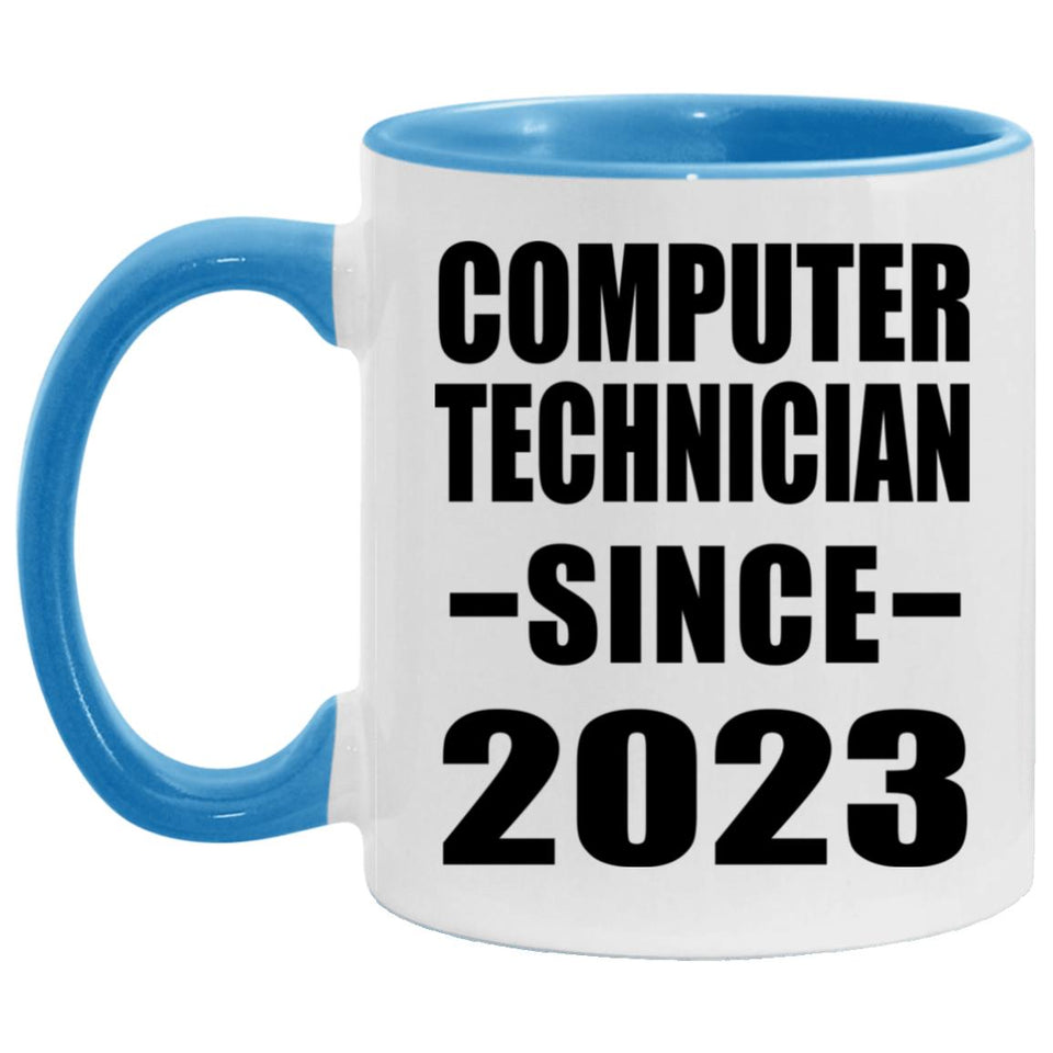 Computer Technician Since 2023 - 11oz Accent Mug Blue