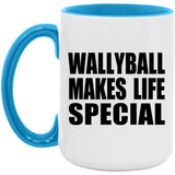 Wallyball Makes Life Special - 15oz Accent Mug Blue