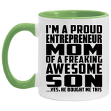 Proud Entrepreneur Mom Of Awesome Son - 11oz Accent Mug Green