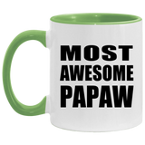 Most Awesome Papaw - 11oz Accent Mug Green