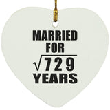 27th Anniversary Married For Square Root of 729 Years - Heart Ornament