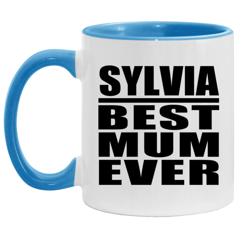 Sylvia Best Mum Ever - 11oz Accent Mug Blue