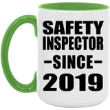 Safety Inspector Since 2019 - 15oz Accent Mug Green