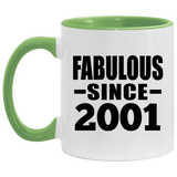 23rd Birthday Fabulous Since 2001 - 11oz Accent Mug Green