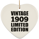 115th Birthday Vintage 1909 Limited Edition - Heart Ornament