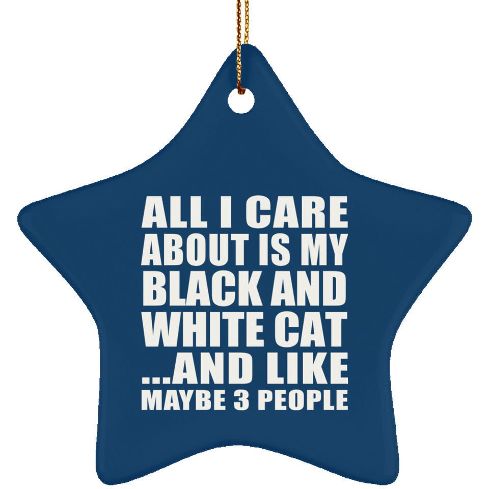 All I Care About Is My Black And White Cat - Star Ornament