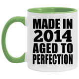 10th Birthday Made In 2014 Aged to Perfection - 11oz Accent Mug Green