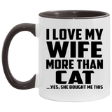 I Love My Wife More Than Cat - 11oz Accent Mug Black
