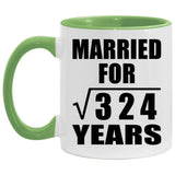 18th Anniversary Married For Square Root of 324 Years - 11oz Accent Mug Green