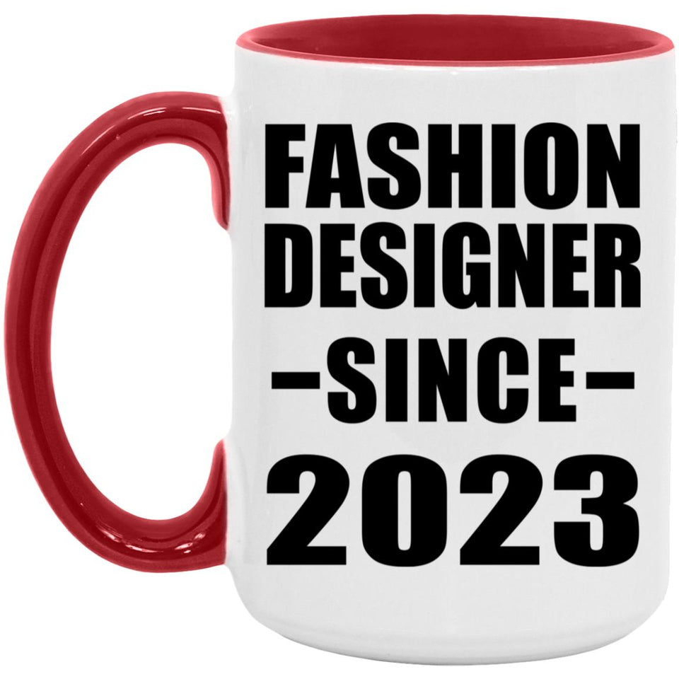 Fashion Designer Since 2023 - 15oz Accent Mug Red