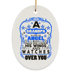 Grandpa Is Like An Angel Takes You Under His Wings - Oval Ornament
