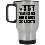 19th Anniversary Square Root of 361 Years As Mr & Mrs 2021 - Silver Travel Mug