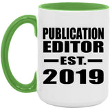 Publication Editor Established EST. 2019 - 15oz Accent Mug Green