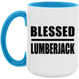 Blessed Lumberjack - 15oz Accent Mug Blue
