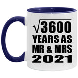60th Anniversary Square Root of 3600 Years As Mr & Mrs 2021 - 11oz Accent Mug Purple
