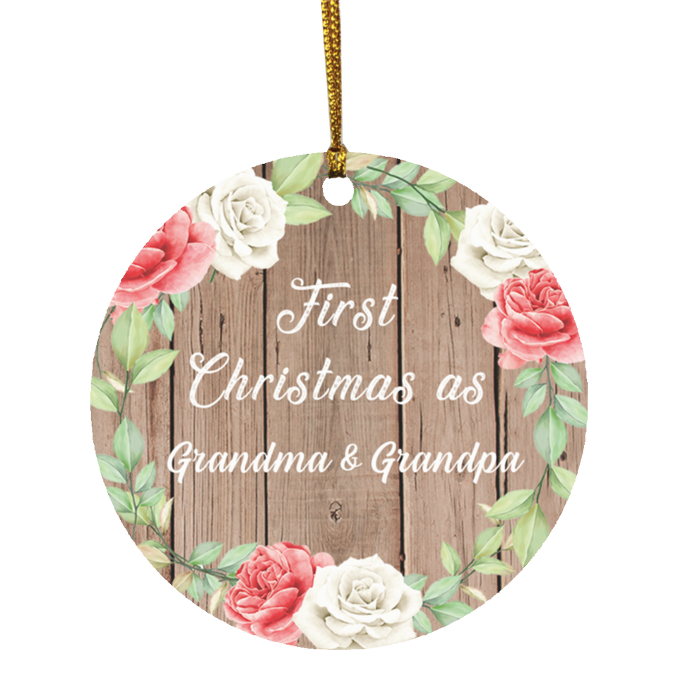 First Christmas As Grandma & Grandpa - Circle Ornament B