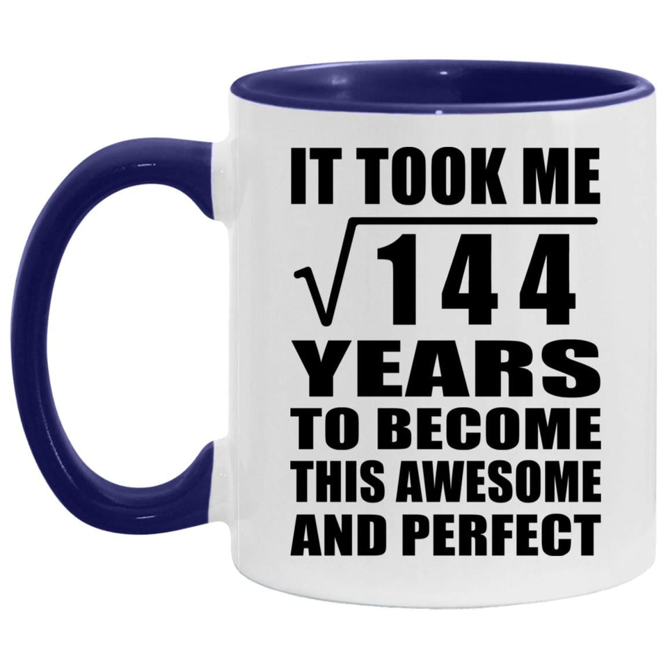 12th Birthday Took Square Root of 144 Years To Awesome - 11oz Accent Mug Purple
