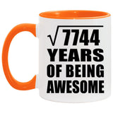 88th Birthday Square Root of 7744 Years of Being Awesome - 11oz Accent Mug Orange