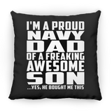 Proud Navy Dad Of Awesome Son - Throw Pillow Black