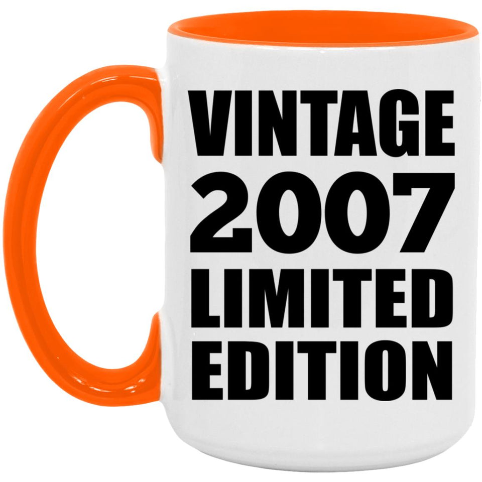 17th Birthday Vintage 2007 Limited Edition - 15oz Accent Mug Orange