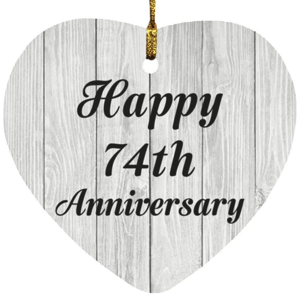 Happy 74th Anniversary - Heart Ornament F
