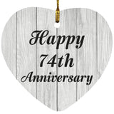 Happy 74th Anniversary - Heart Ornament F