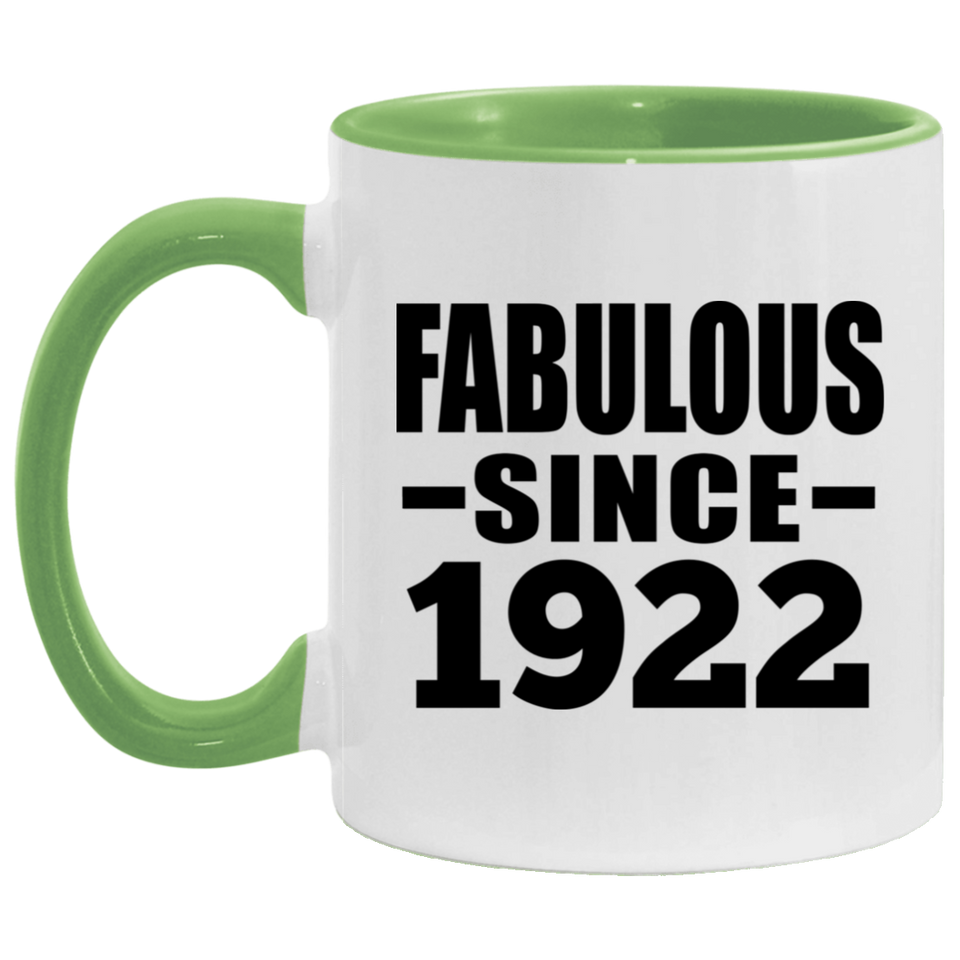 102nd Birthday Fabulous Since 1922 - 11oz Accent Mug Green