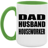 Dad Husband Houseworker - 15oz Accent Mug Green