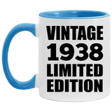 86th Birthday Vintage 1938 Limited Edition - 11oz Accent Mug Blue