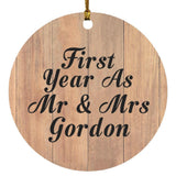 First Year As Mr & Mrs Gordon - Circle Ornament C