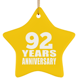 92nd Anniversary 92 Years - Star Ornament
