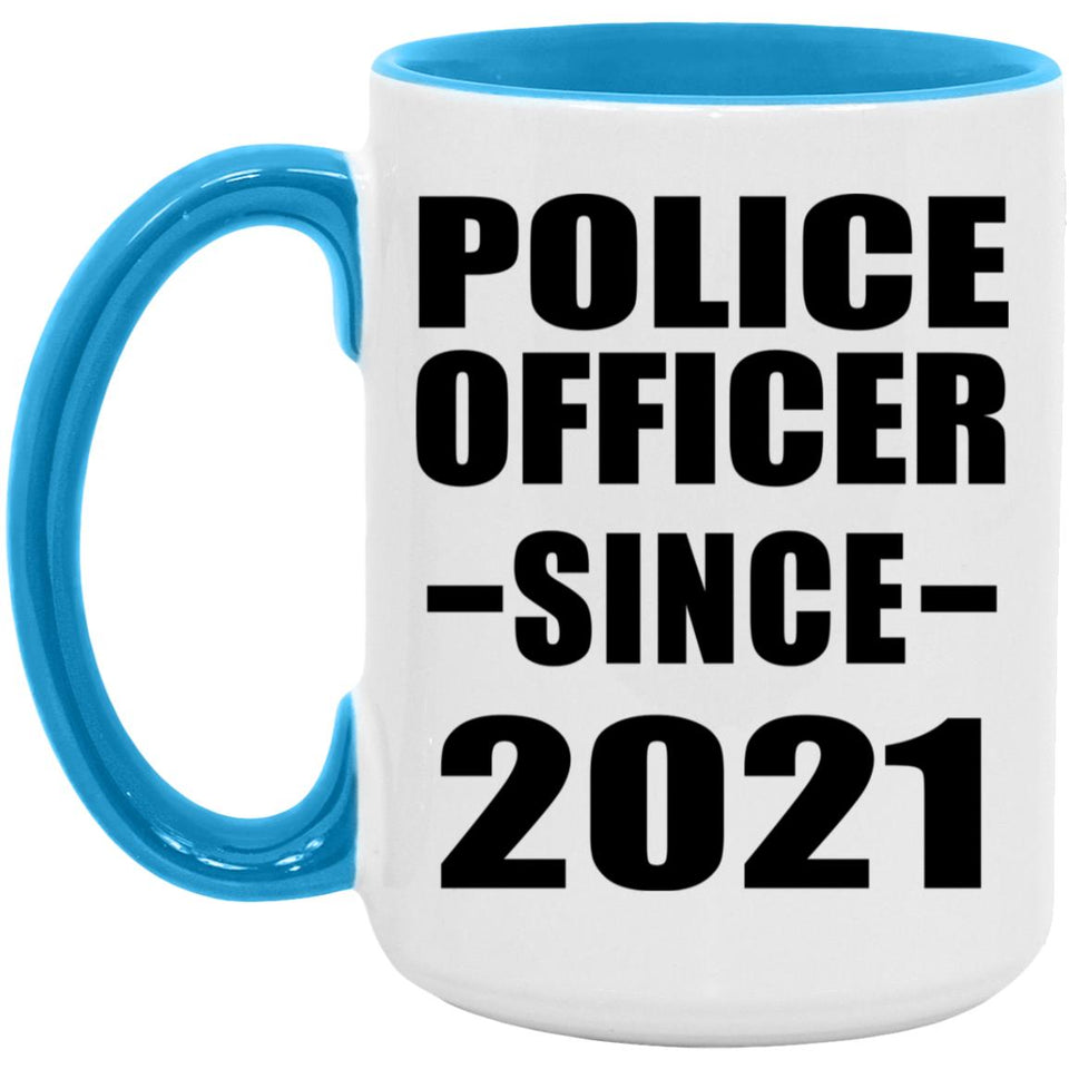 Police Officer Since 2021 - 15oz Accent Mug Blue