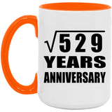 23rd Anniversary Square Root of 529 Years Anniversary - 15oz Accent Mug Orange