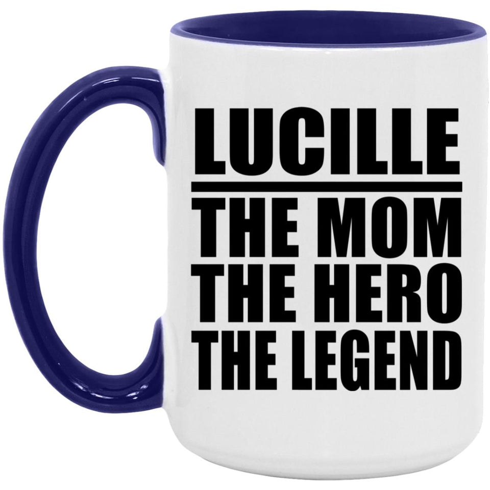 Lucille The Mom The Hero The Legend - 15oz Accent Mug Purple