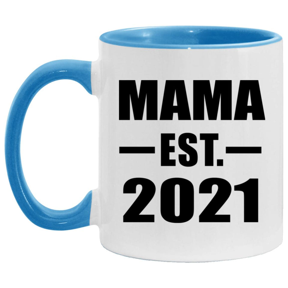 Mama Established EST. 2021 - 11oz Accent Mug Blue