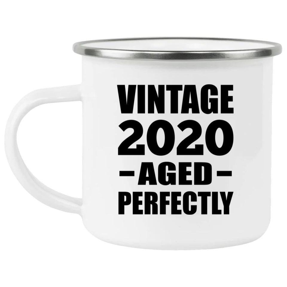 4th Birthday Vintage 2020 Aged Perfectly - 12oz Camping Mug