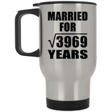63rd Anniversary Married For Square Root of 3969 Years - Silver Travel Mug