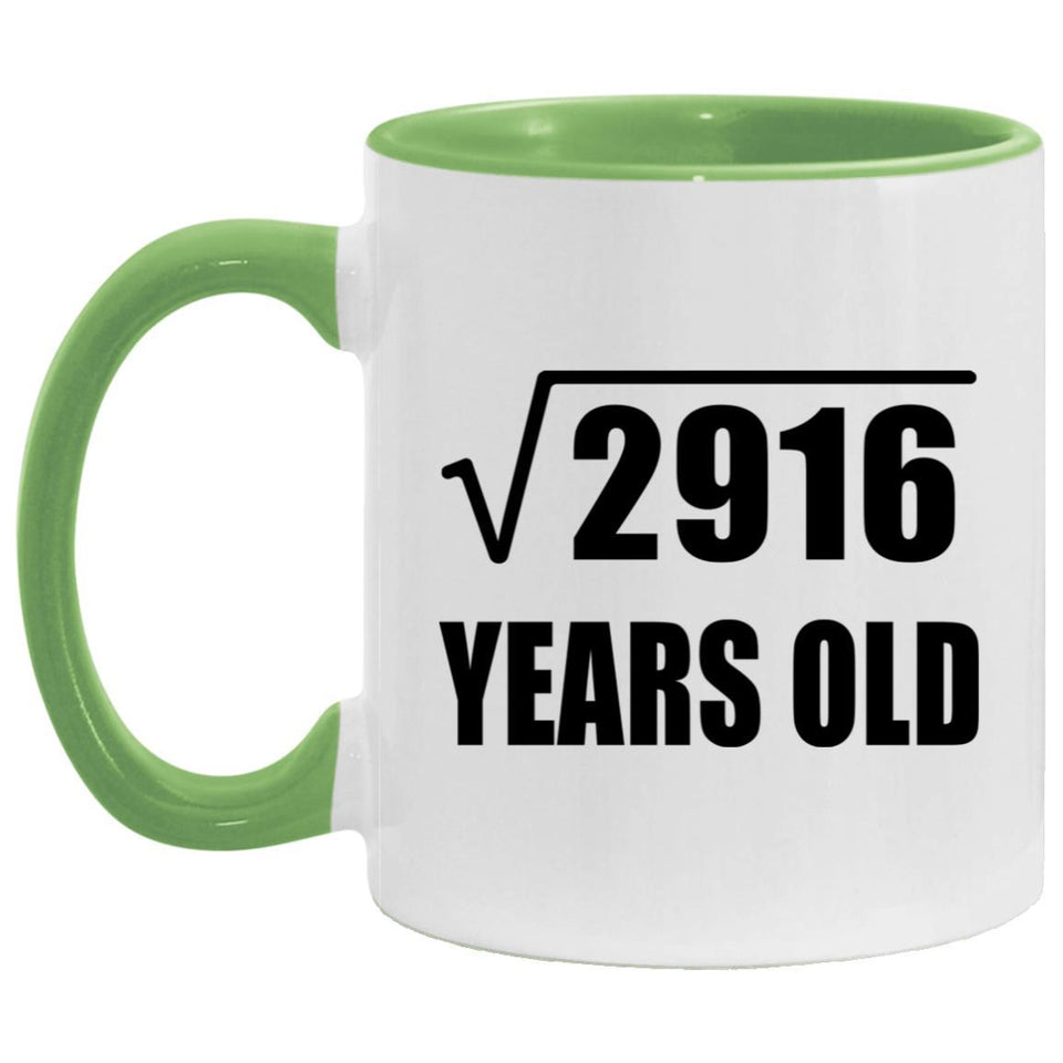 54th Birthday Square Root of 2916 Years Old - 11oz Accent Mug Green