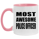 Most Awesome Police Officer - 11oz Accent Mug Pink