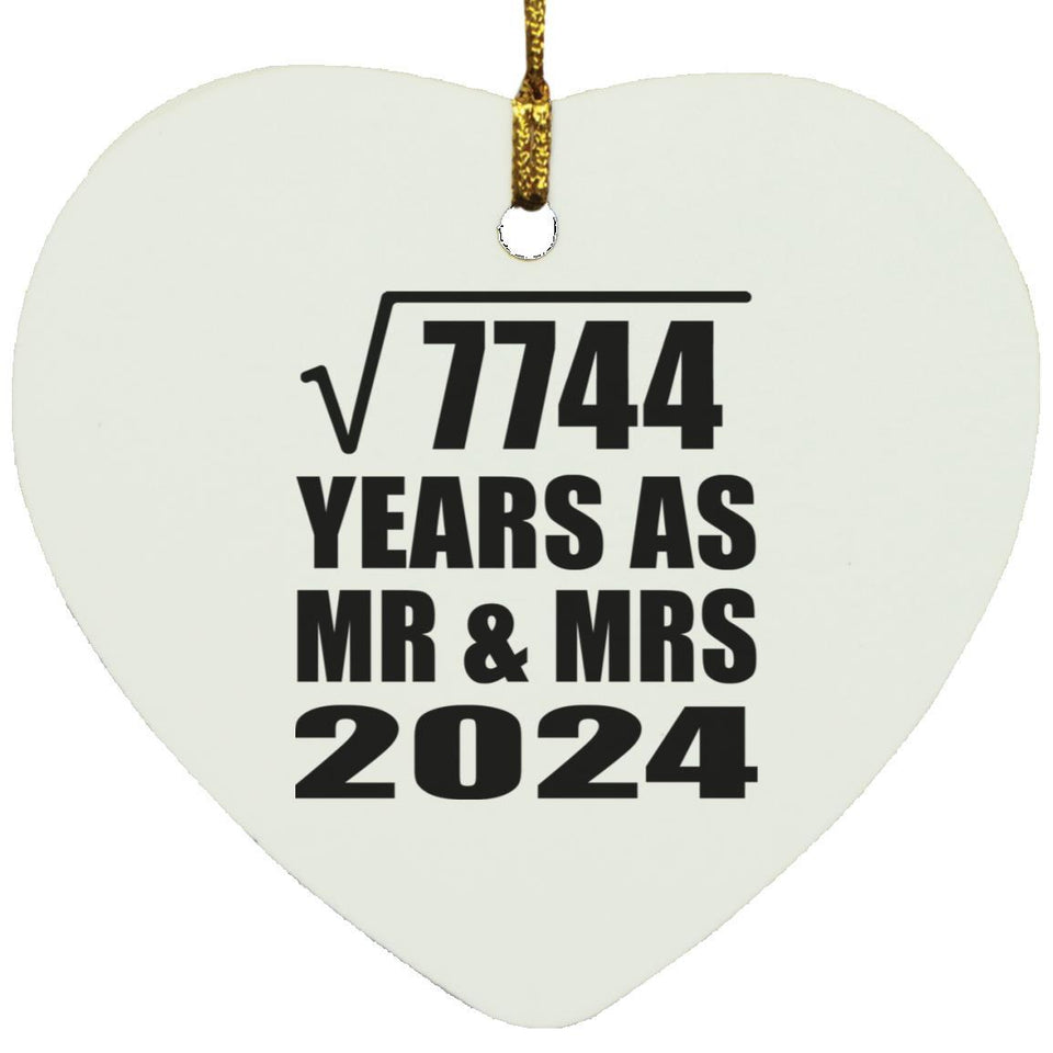 88th Anniversary Square Root of 7744 Years As Mr & Mrs 2024 - Heart Ornament