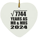 88th Anniversary Square Root of 7744 Years As Mr & Mrs 2024 - Heart Ornament